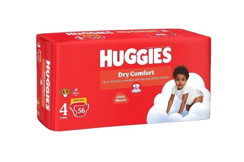 Huggies Dry Comfort Jumbo Size 4(8-16)Kgs 56's
