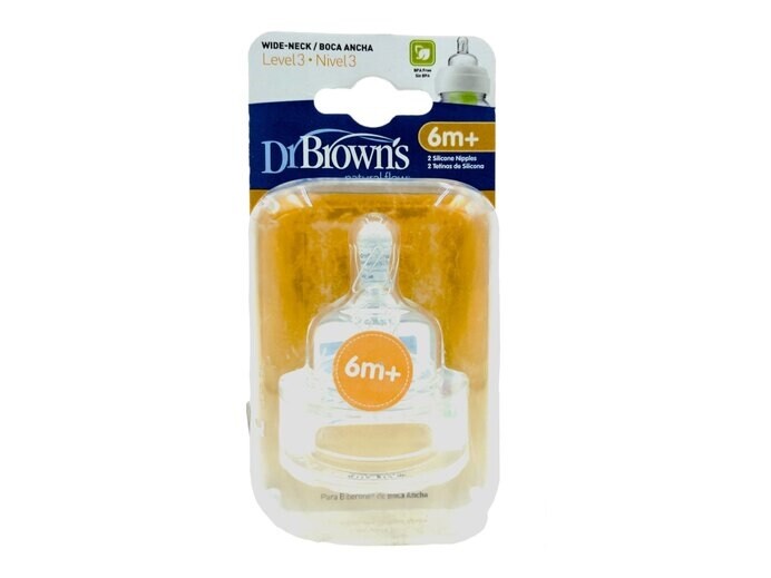 Double Dr Browns Level 3 Silicone Wide-Neck Nipple