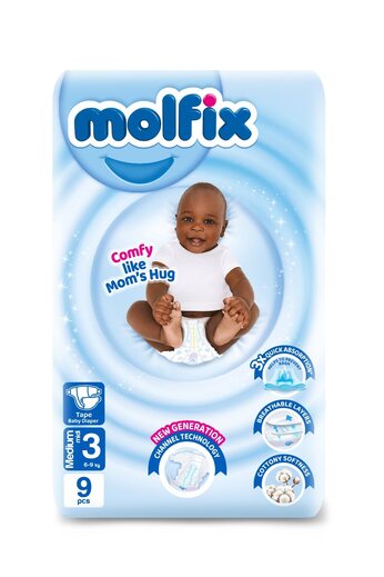Molfix Diapers Size 3 Medium  (6.1-9kg) 9s