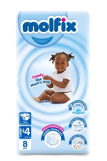 Molfix Diapers Size 4 Large (9.1-15kg) 8's