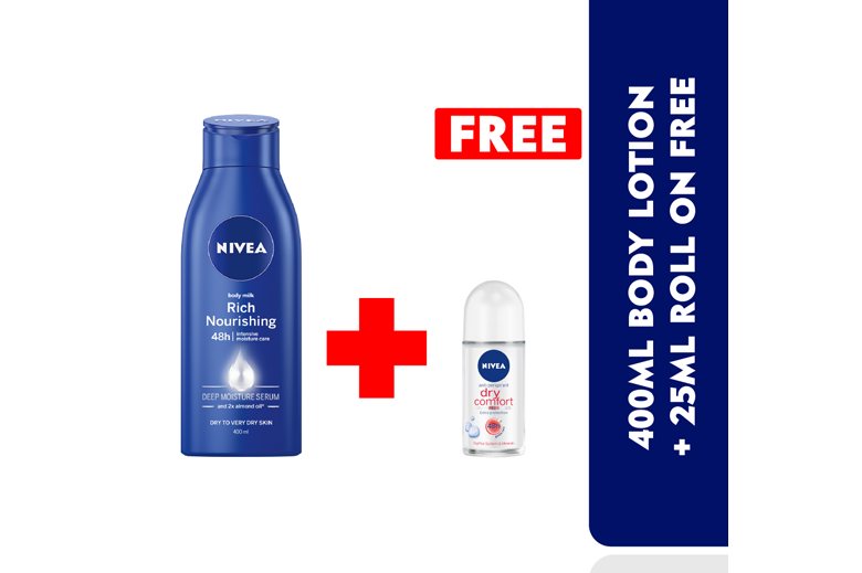 Nivea Rich nourishing lotion + Dry comfort Roll on