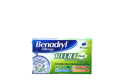 Benadryl Allergy Relief Plus Capsules 12's
