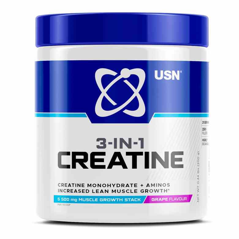 USN 3-In-1 Creatine Monohydrate Grape Flavour 200g