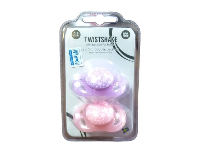 Twistshake 2x Pacifier 0-6m Pastel Pink Purple