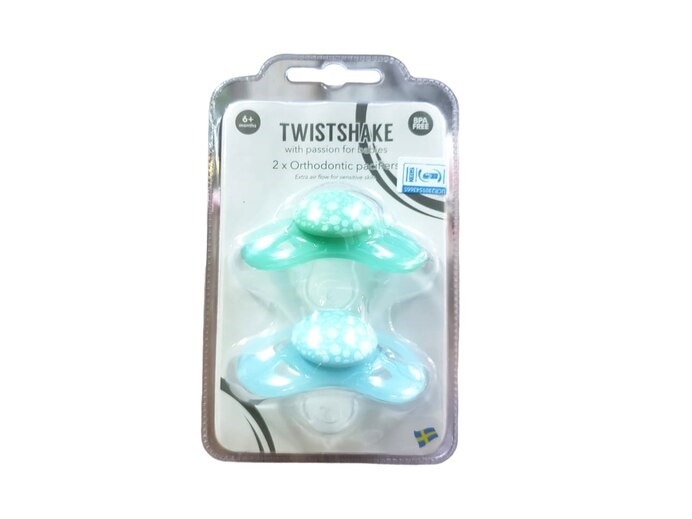 Twistshake 2x Pacifier 6+m Pastel Blue Green