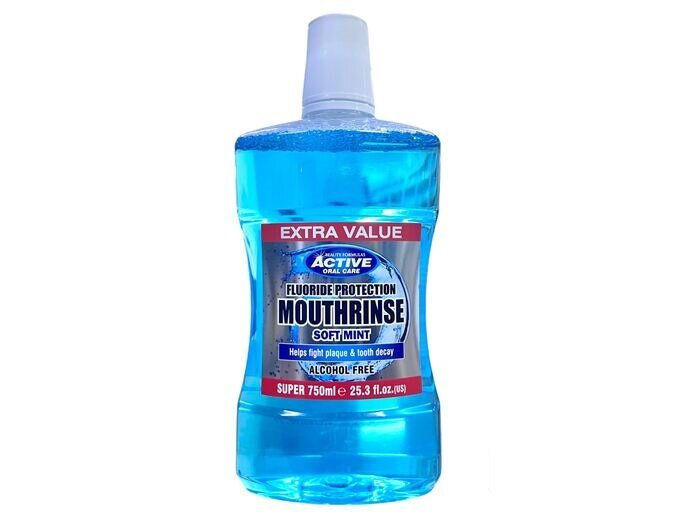 Active Mouth Wash/Rinse Soft Mint 750ml