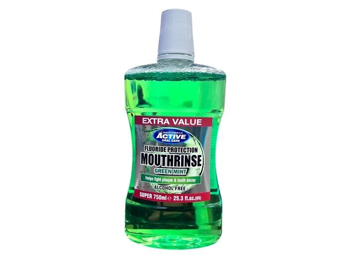 Active Mouth Wash/Rinse Green Mint 750ml