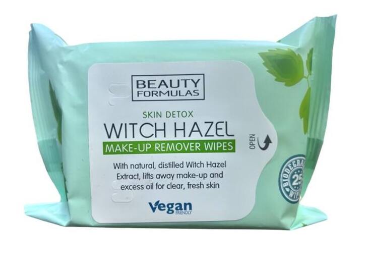 Beauty Formulas W/Hazel Make-Up Remover Wipes 25s