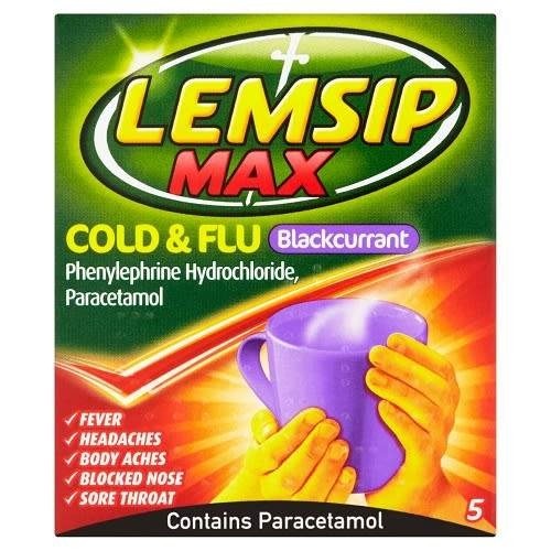 Lemsip Max Cold & Flu B/Currant Sachets 5's