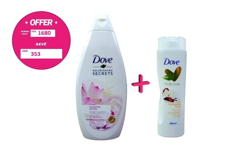 Dove Wash Lotus & Rice  500ml  + Lotion Vpack 